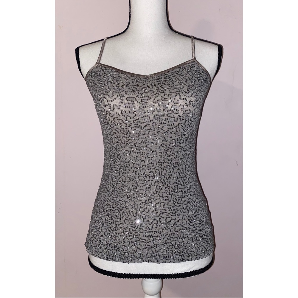 Size XS Light Gray Sparkly Express Tank Top
